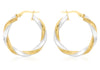 9ct 2-Colour Gold 26mm Twist Creole Earrings