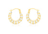 9ct 2-Colour Gold Ribbed Creole Earrings