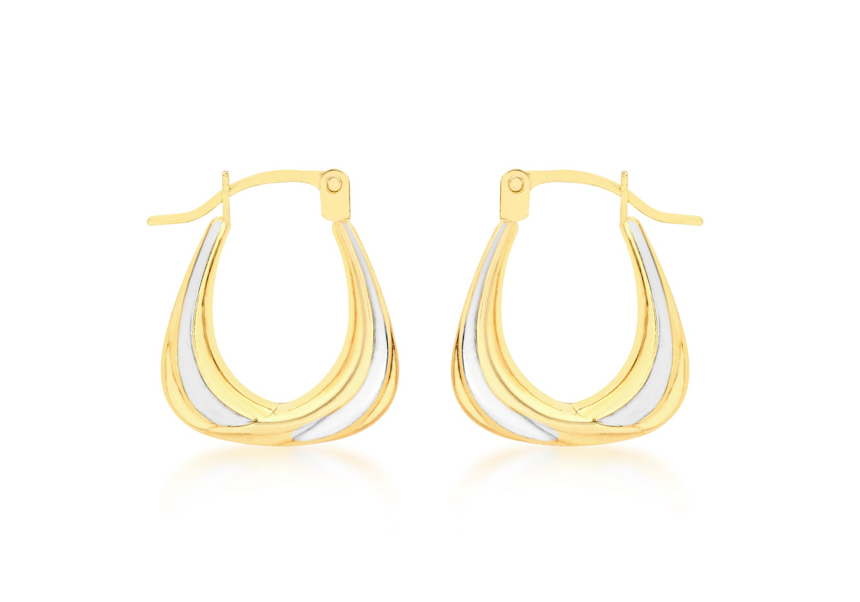 9ct 2-Colour Gold 14mm x 16mm Creole Earrings