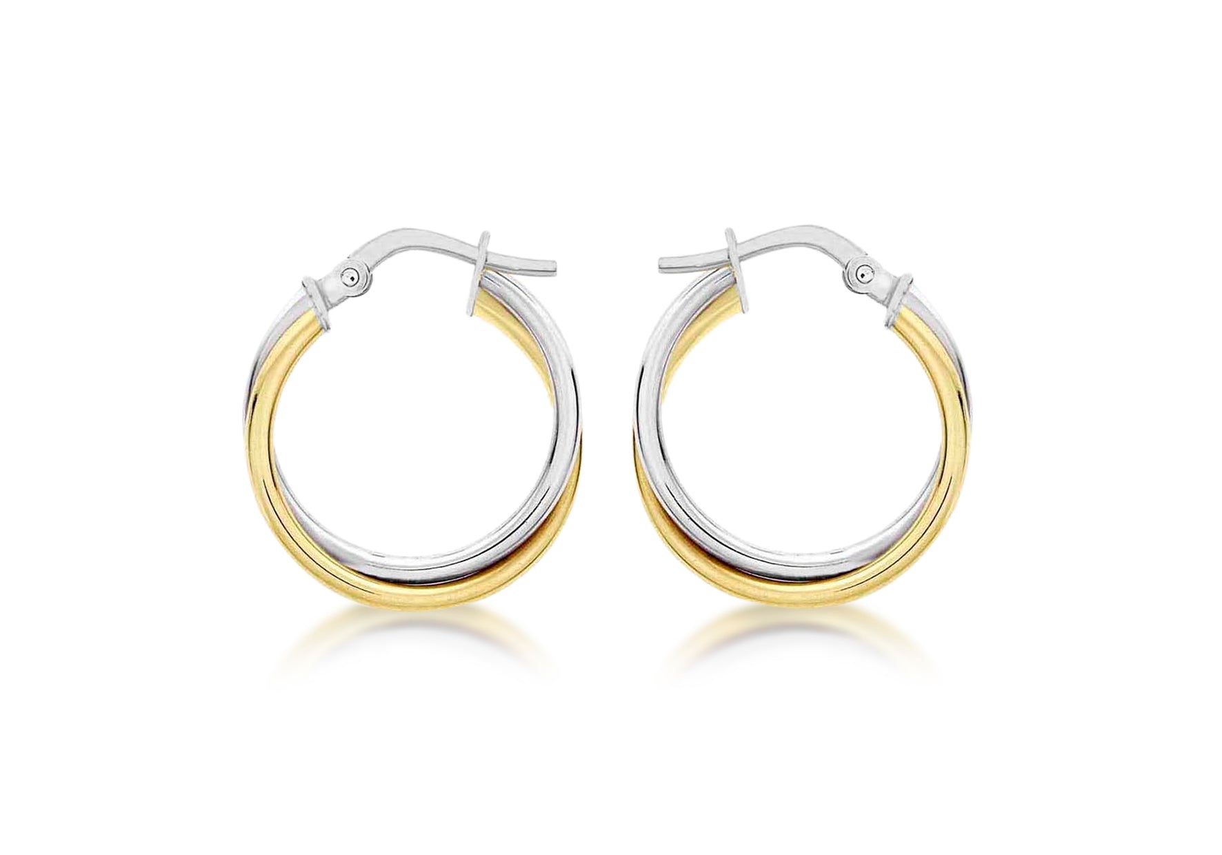 9ct 2-Colour Gold Polished Crossover Creole Earrings