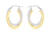9ct 2-Colour Gold 16mm x 24mm Oval Crossover Creole Earrings