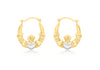 9ct 2-Colour Gold Claddagh Creole Earrings