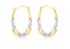 9ct 2-Colour Gold Patterned Creole Earrinsg9