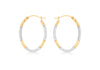9ct 2-Colour Gold 14mm x 20mm Diamond Cut Oval Creole Earrings