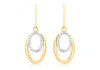 9ct 2-Colour Gold Diamond Cut Double Oval Drop Earrings