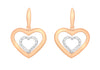 9ct 2-Colour Gold Diamond Cut Double-Heart Drop Earrings