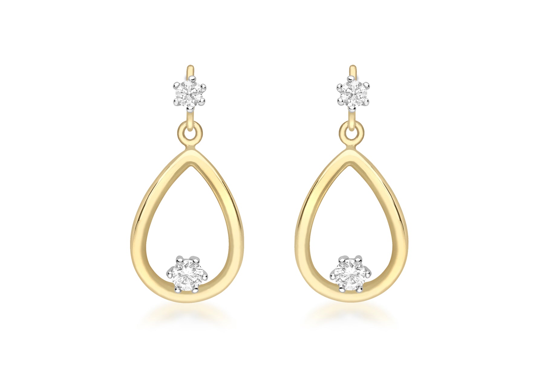 9ct 2-Colour Gold Zirconia  Teardrop Earrings