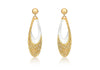 9ct 2-Colour Gold 11.5 x 40mm Oblong Teardrop Fretwork Drop Earrings