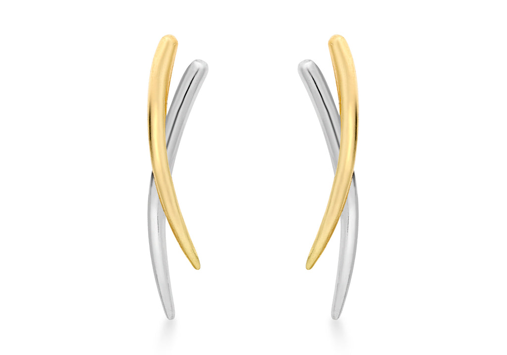 9ct 2-Colour Gold Crossover Earrings