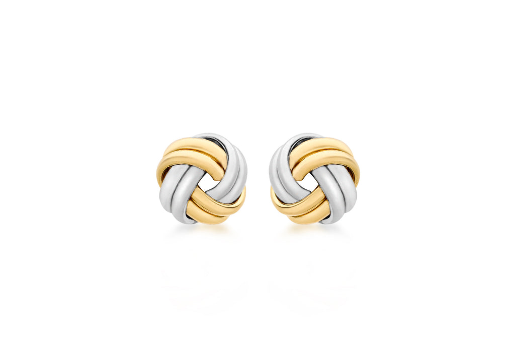 9ct 2-Colour Gold 8mm Knot Stud Earrings
