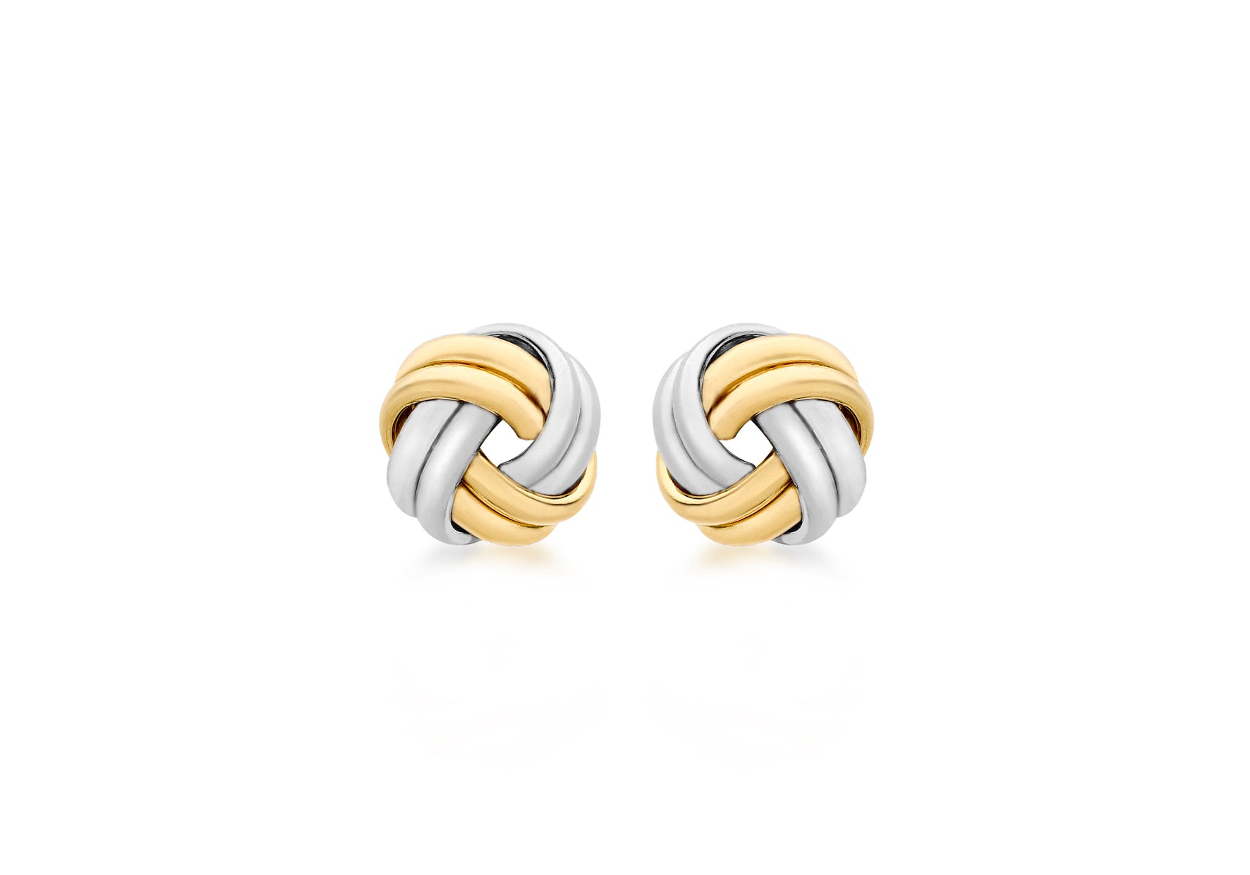 9ct 2-Colour Gold 8mm Knot Stud Earrings