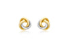 9ct 2-Colour Gold 10mm Knot Stud Earrings