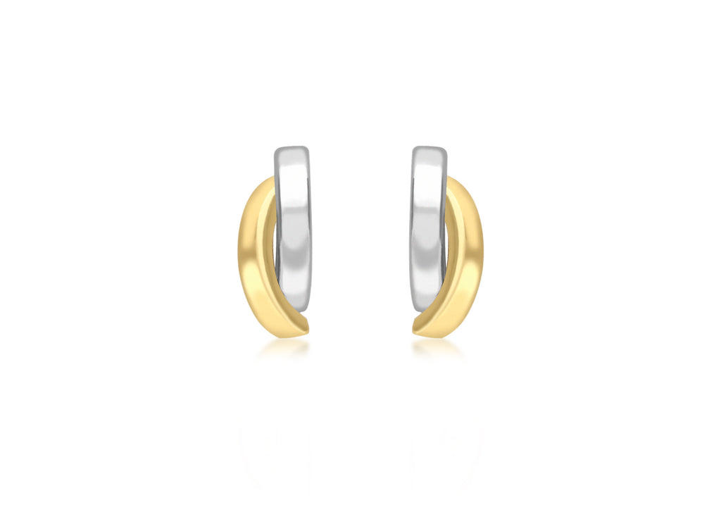 9ct 2-Colour Gold Half Crossover Earrings