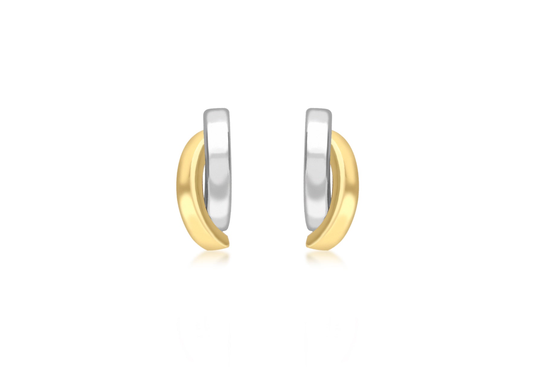 9ct 2-Colour Gold Half Crossover Earrings