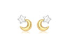 9ct 2-Colour Gold Moon and Star Stud Earrings