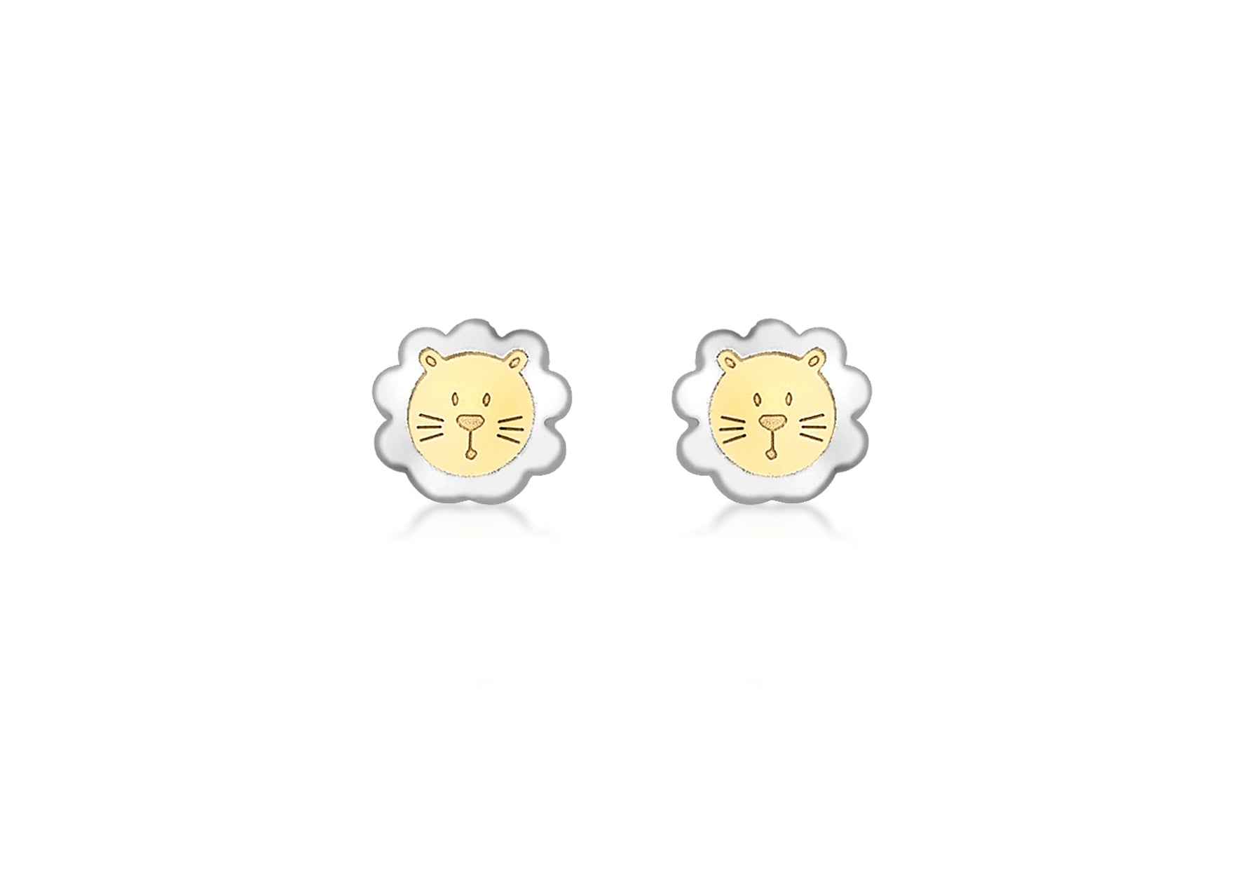 9ct 2-Colour Gold Lion Fae Stud Earrings