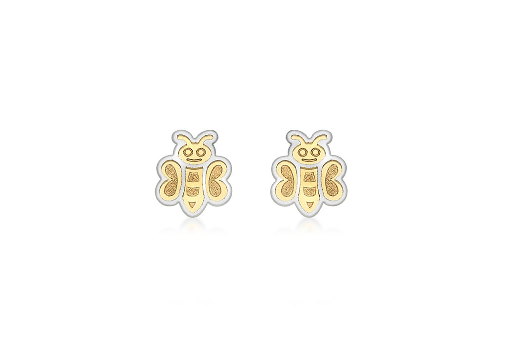 9ct 2-Colour Gold Bumble Bee Stud Earrings