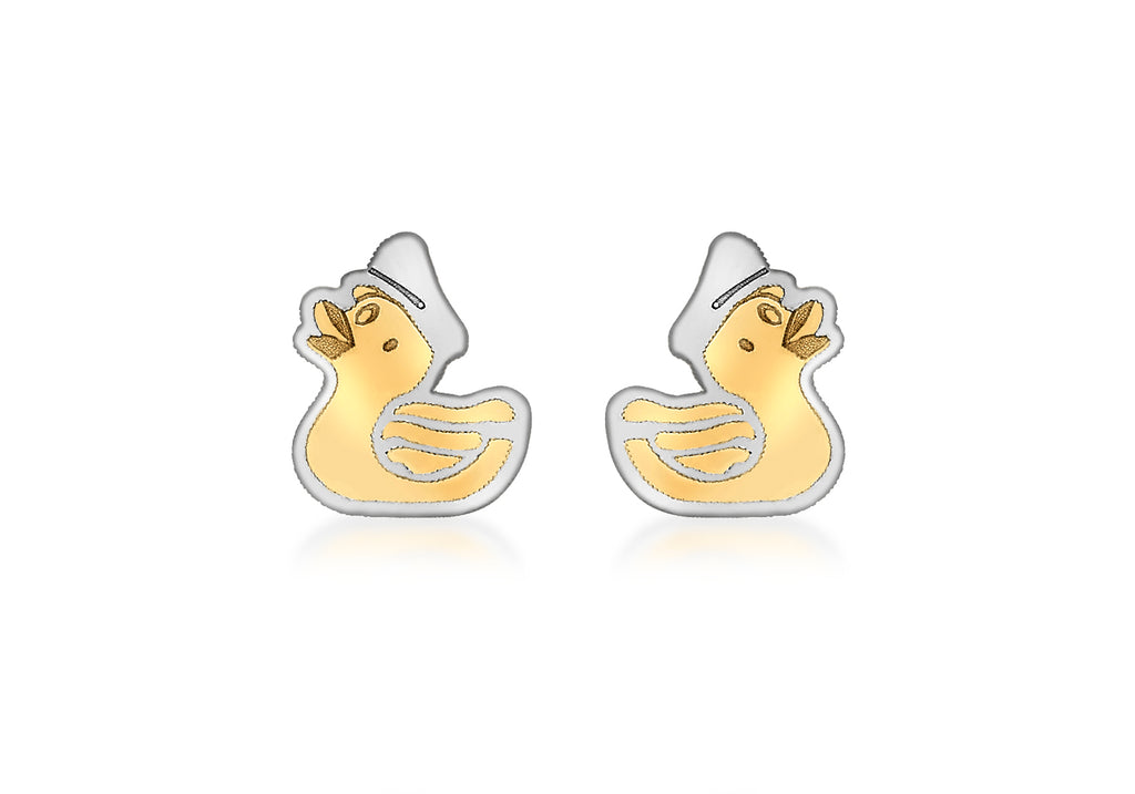 9ct 2-Colour Gold Duk Stud Earrings