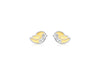 9ct 2-Colour Gold Zirconia  Bird Stud Earrings