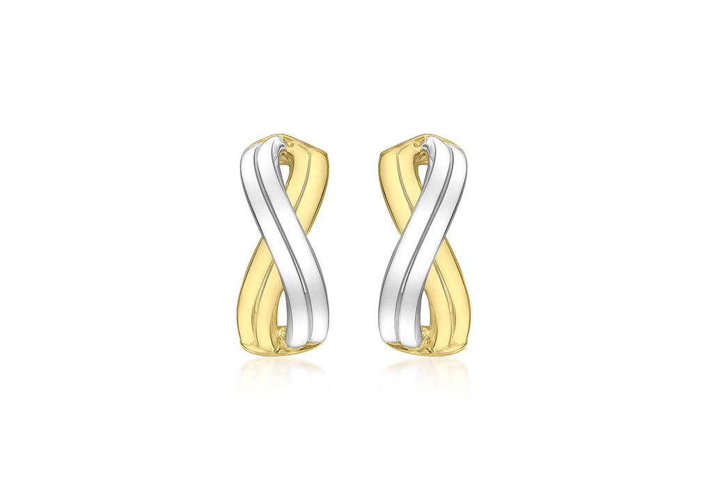 9ct 2-Colour Gold Double Crossover Earrings