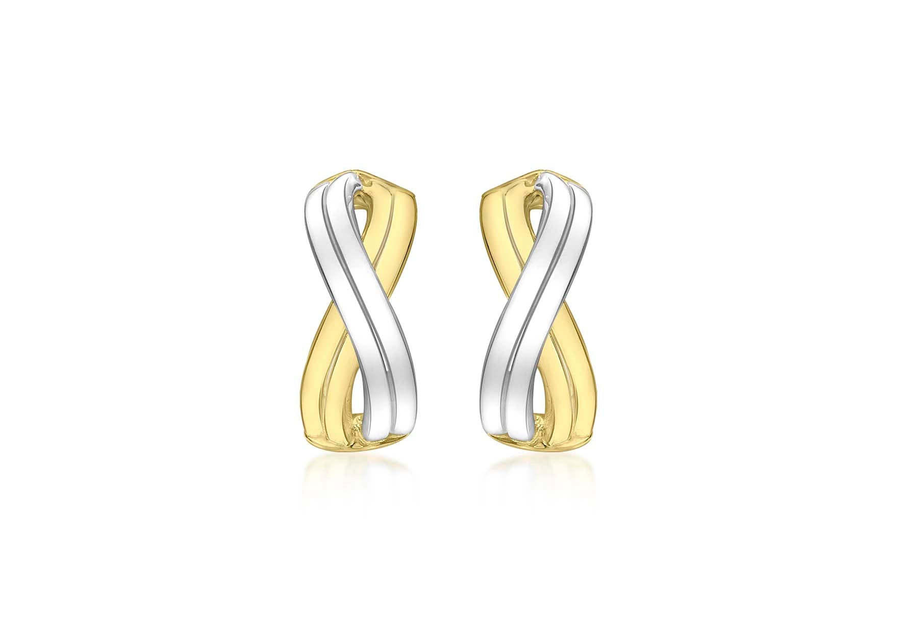 9ct 2-Colour Gold Double Crossover Earrings