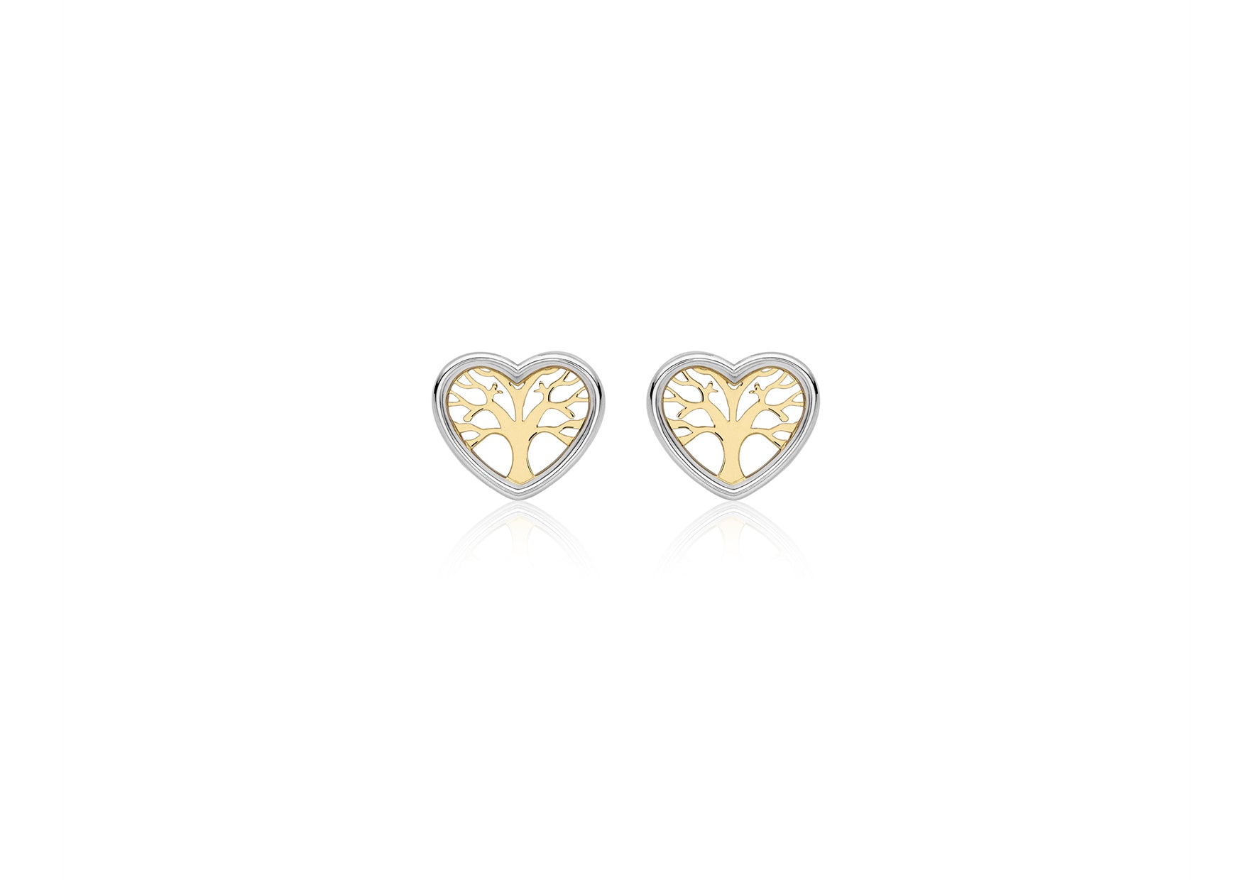 9ct 2-Tone Gold 9mm x 7.5mm 'Tree of Life' Stud Earrings