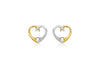 9ct 2-Colour Gold Zirconia  9mm x 8mm Heart Stud Earrings