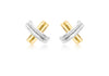9ct 2-Colour Gold Crossover Tube Kiss Stud Earrings