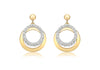 9ct 2-Colour Gold Zirconia  urved Ring and Plain urved Ring Drop Earrings