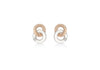 9ct 2-Tone Gold Zirconia  7.9mm x 11.3mm Double-Ring Stud Earrings
