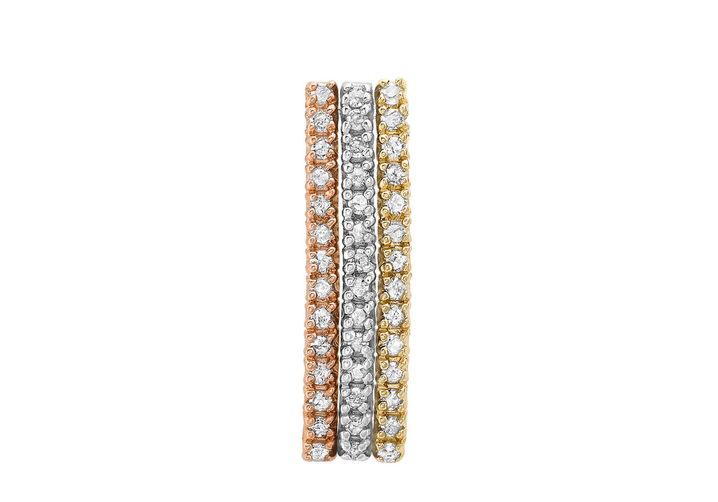 9ct 3-Colour Gold 0.25t Diamond 3-Row Slider Pendant