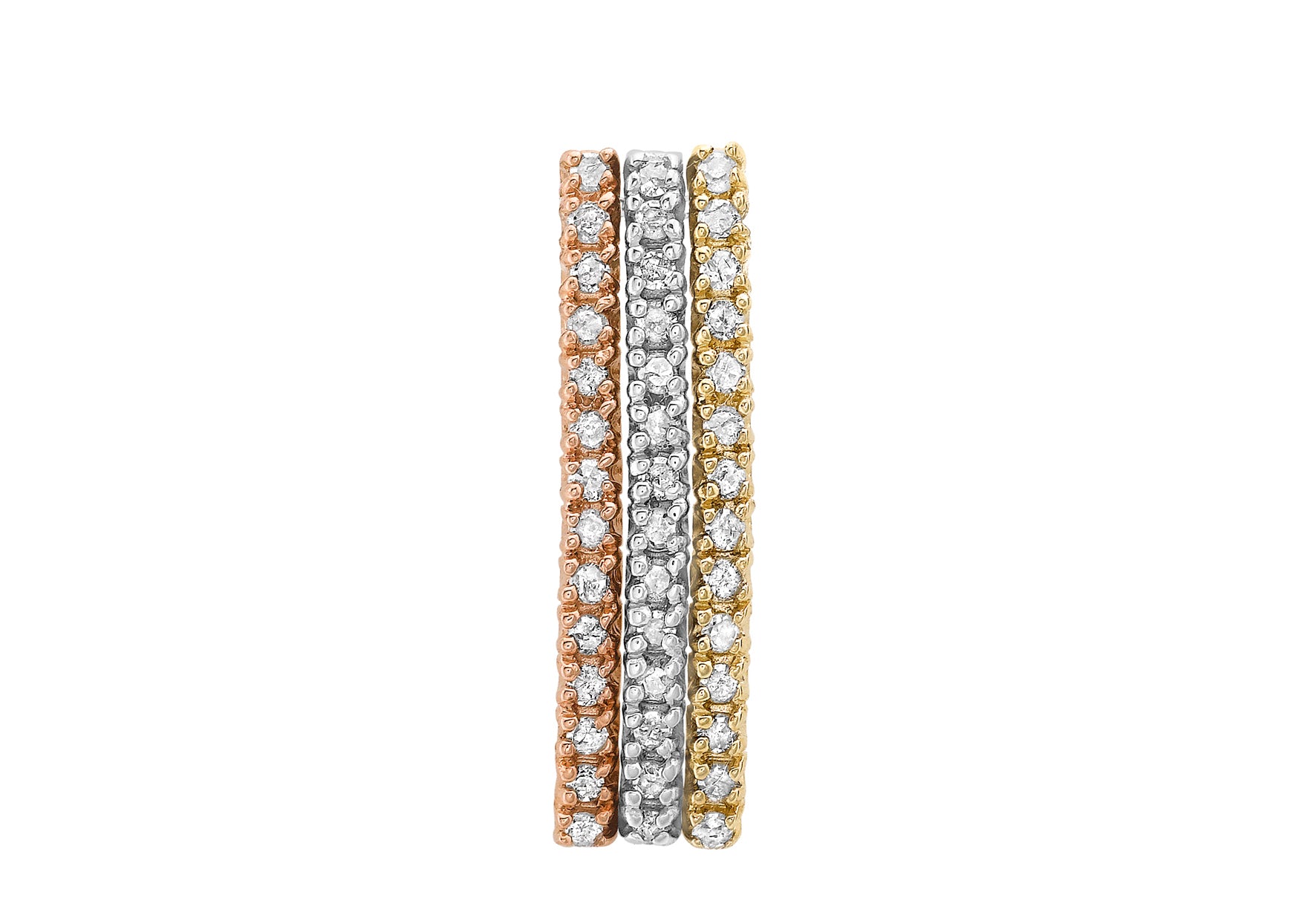 9ct 3-Colour Gold 0.25t Diamond 3-Row Slider Pendant