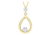 9ct 2-Colour Gold Zirconia  Teardrop Pendant