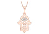 9ct 2-Tone Gold Zirconia  Filigree Hamsa Pendant