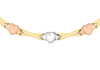 9ct 3-Tone Gold Hearts and Kisses Links Necklace