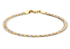 9ct 3-Colour Gold 3-Plait Textured Herringbone Bracelet 18m/7"9