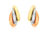 9ct 3-Colour Gold Russian Style Stud Earrings