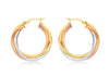 9ct 3-Colour Gold 28mm Twist Creole Earrings