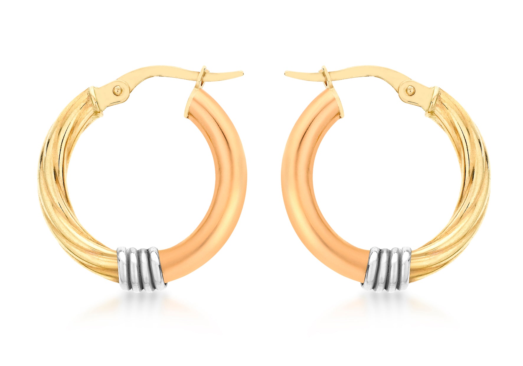 9ct 3-Colour Gold 20mm Creole Earrings