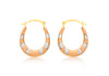 9ct 3-Colour Gold Patterned Creole Earrings
