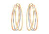 9ct 3-Colour Gold Oval Polished Creole Earrings