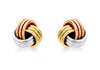 9ct 3-Colour Gold 5mm Knot Stud Earrings
