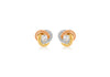 9ct 3-Colour Gold Zirconia  8mm Knot Stud Earrings