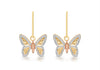 9ct 3-Colour Gold 11mm x 15mm Textured Butterfly Drop Earrings