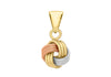9ct 3-Colour Gold Textured Polished 4-Way Triple-Knot Pendant