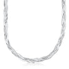 9ct White Gold 3-Plait Herringbone Necklace
