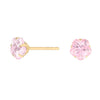 9ct Yellow Gold Pink Zirconia Flower Stud Earrings