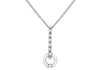 9ct White Gold Zirconia  Bar and Circle Drop Pendant on Chain Necklace