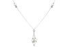 9ct White Gold Pearl Cluster Drop on Snake Chain Necklace  43m/17"9