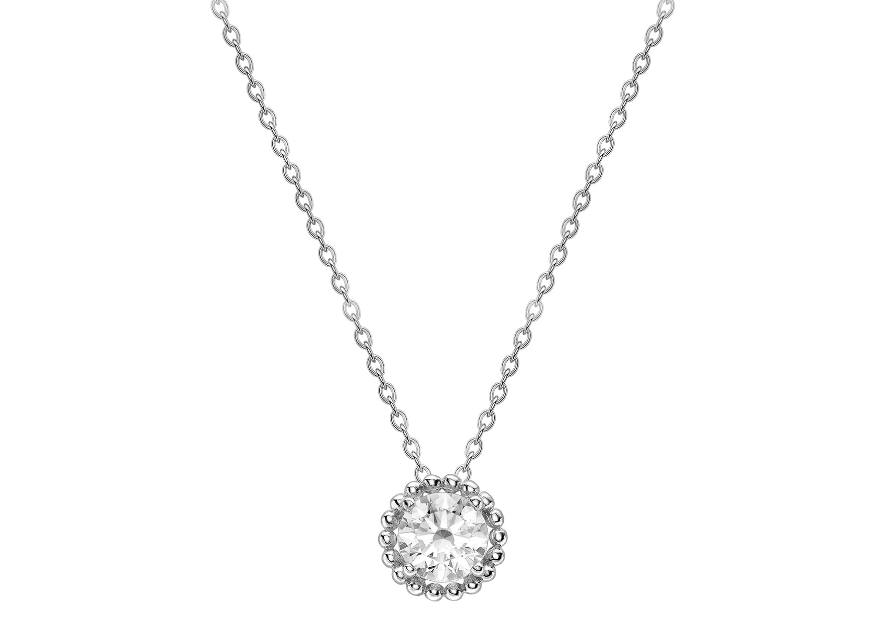 9ct White Gold Zirconia Halo Pendant